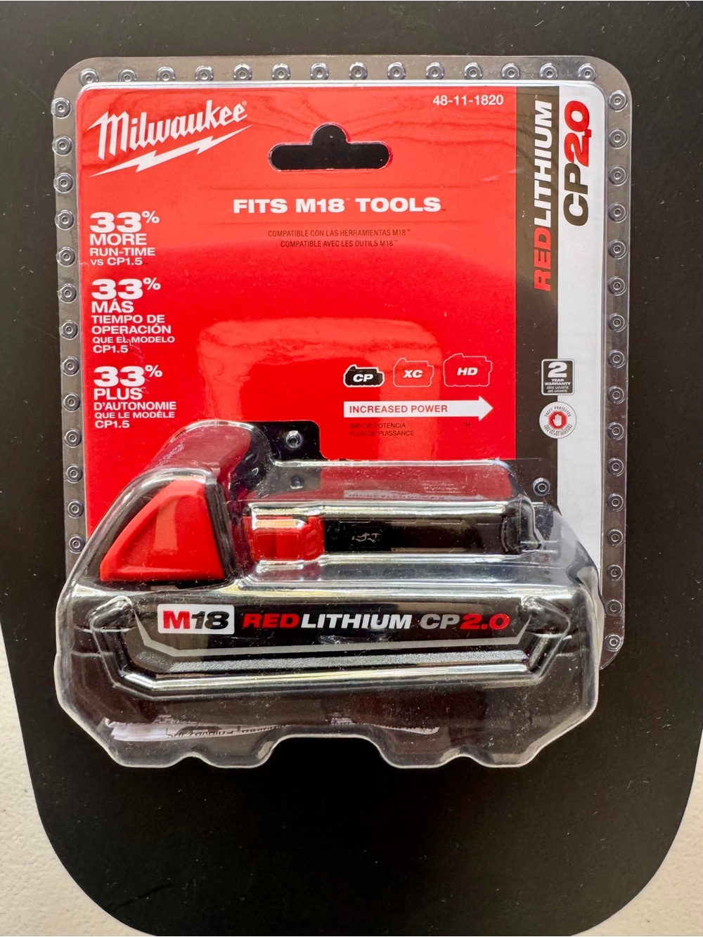 NEW Milwaukee M18 CP2.0 2.0Ah REDLITHIUM Battery 48-11-1820 Factory Sealed